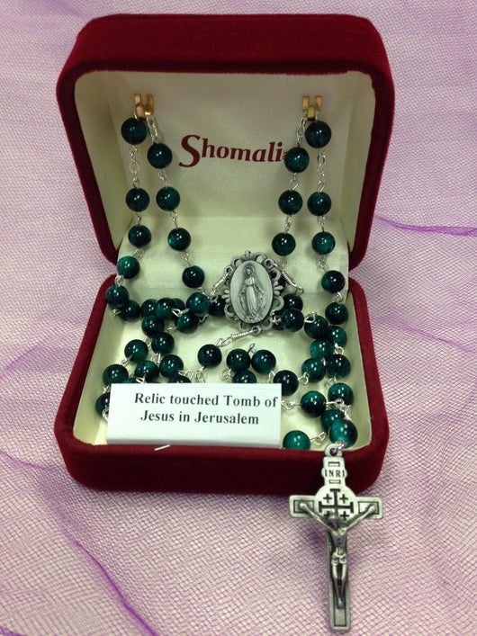 Shomali Green Rosary with Relic