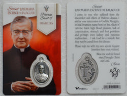 Saint Josemaria Escriva Patron Saint of Diabetes Prayer Card with Medal