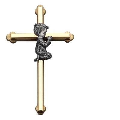 Gold Overlay Cross with Pewter Boy