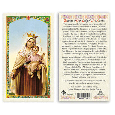 Our Lady of Mt. Carmel Novena Prayer Card