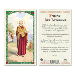 Saint Bartholomew Prayer Card