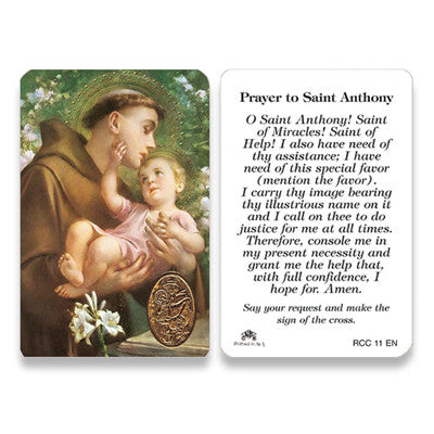 Saint Anthony Embossed Medal Prayer Card
