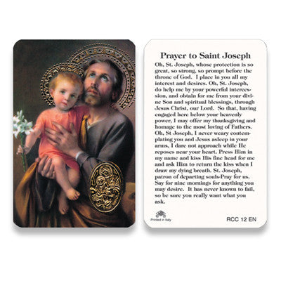 Saint Joseph Embossed Medal   Prayer Card