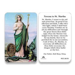 Saint Martha Novena  Embossed Medal  Prayer Card