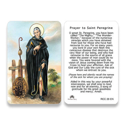 Saint Peregrine Embossed Medal Prayer Card