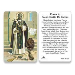 Saint Martin de Porres Embossed Medal Prayer Card