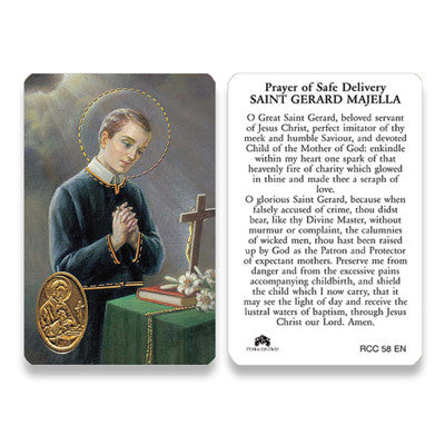 Saint Gerard Safe Delivery   Embossed Medal  Prayer Card