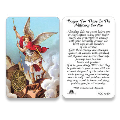 Saint Michael Military Service Embossed Medal Prayer Card