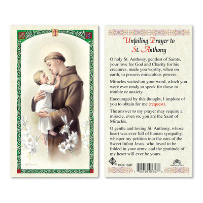 Saint Anthony Unfailing Prayer Prayer Card