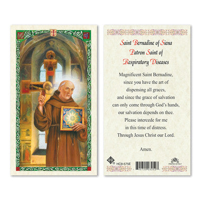 Saint Bernadine of Siena Prayer Card