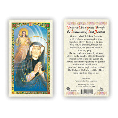 Saint Faustina Prayer Card