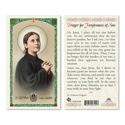 Saint Gemma Galgani Prayer Card