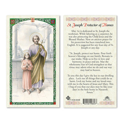 Saint Joseph Protector of Homes Prayer Card