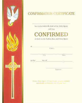 Confirmation Certificate - Holy Spirit Banner