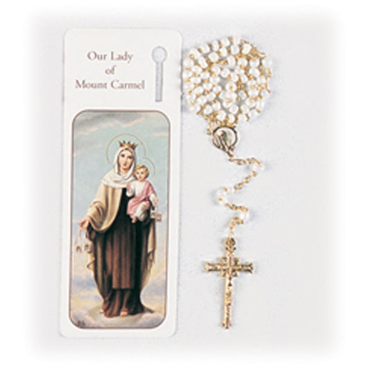 Our Lady of Mount Carmel Bookmark With Rosary