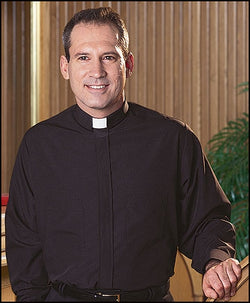 Clergy Shirt (Long sleeve, navy, neck size 18.5) - Monticelli Desta