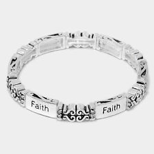 Jeweled Cross Bracelet - Silver Finish