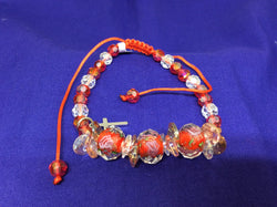 Glass Cross Bracelet With Floral Design red