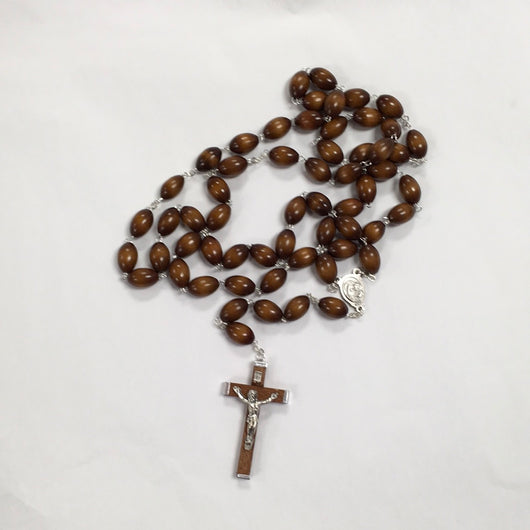 Brown Wooden Rosary Beads, 29”
