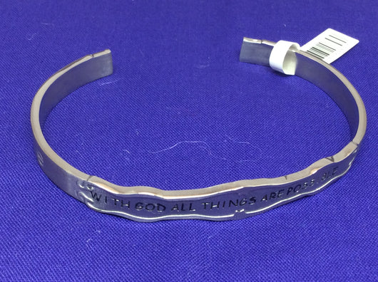Sterling Silver Cuff Bracelet With God All Things Are Possible