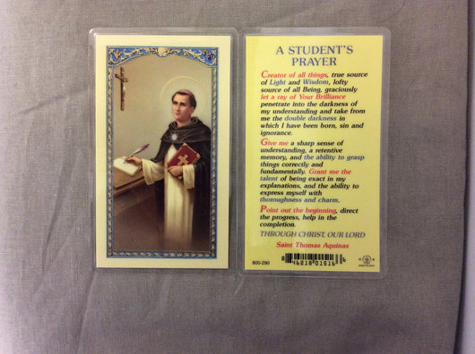 Saint Thomas Aquinas Students Prayer Card