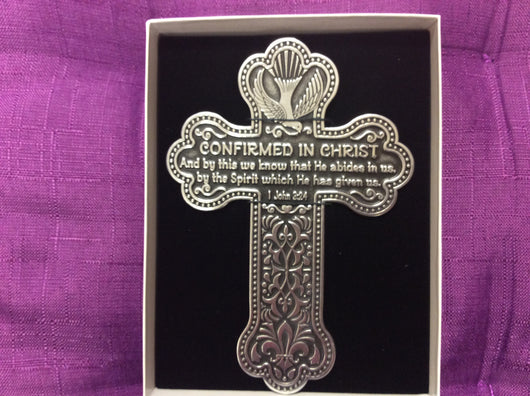 Cross Confirmation wall cross pewter