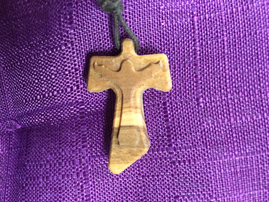 Tau Cross pendant olive wood