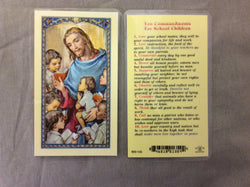 Ten Commandments for School Children  Prayer Card