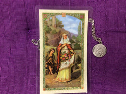 St Elizabeth of Hungary - Pewter Medal and Prayer Card