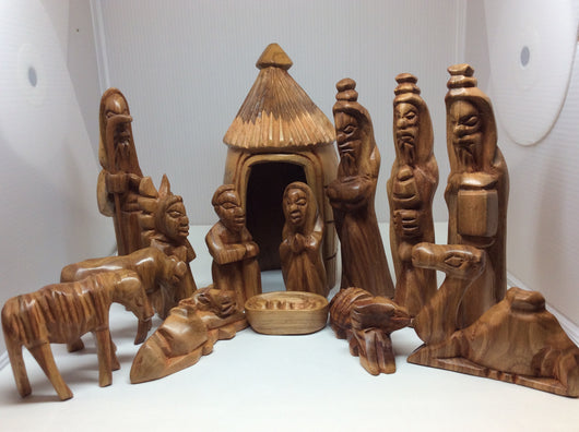 Ebony Hand Carved Nativity Set