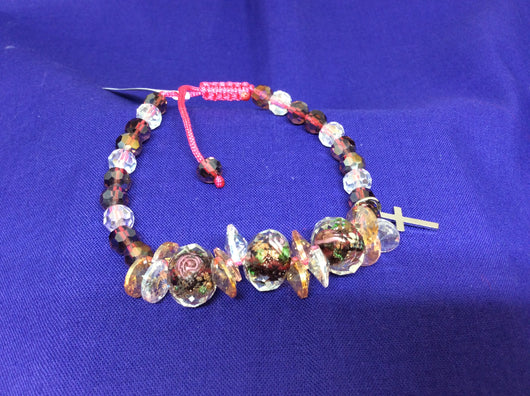 Crystal Cross Bracelet With Floral Design amethyst