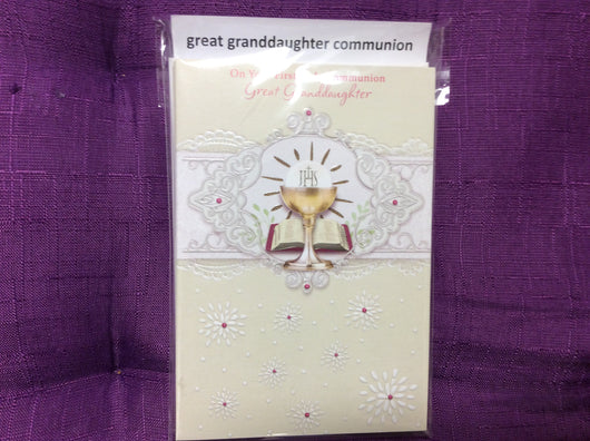 On Your First Holy Communion Great Granddaughter Card