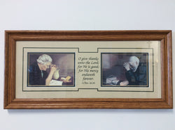 Grace Elderly Couple Praying - framed double print with a verse