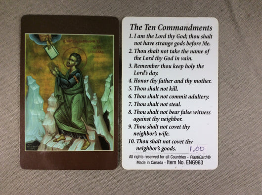 The Ten Commandments  Icon Prayer Card