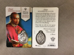 Saint Alphonsus de Liguori Patron of Arthritis Rheumatism Prayer Card with Medal