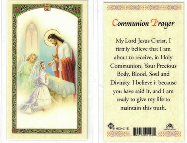 First Communion Girl Kneeling Prayer Card