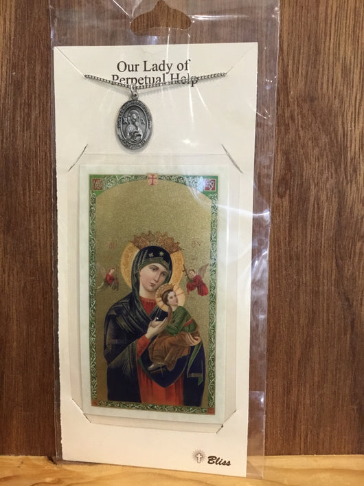 OL Perpetual Help pewter medal and chain