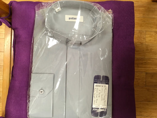 Clergy Shirt (Long sleeve, grey, size 42, neck size 16.5) - Polanex