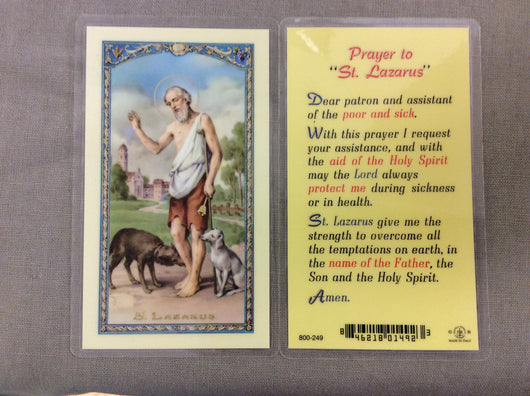 Saint Lazarus  Prayer Card