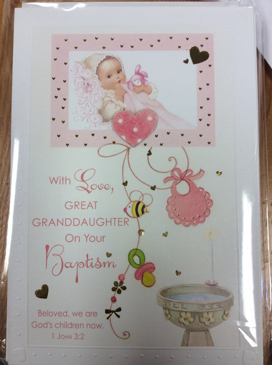 Greetings of Faith - With Love Great Granddaughter on Your Baptism - Greeting Card