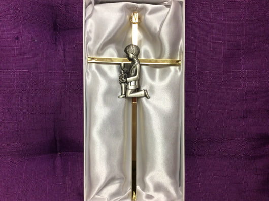 Brass cross communion boy