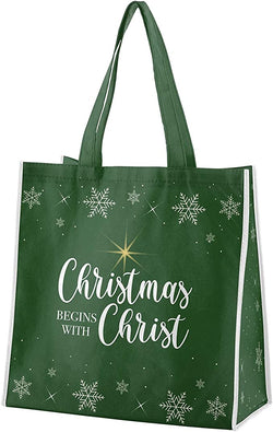 Christmas Begins With Christ (Green) Tote Bag