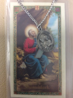 St Mark the Evangelist - Pewter Medal and Prayer Card