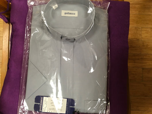 Clergy Shirt (Short sleeve, grey, size 41, neck size 16) - Polanex