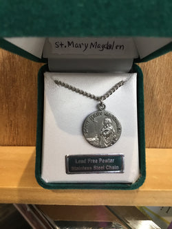 Jeweled Cross - Saint Mary Magdalene Medal and chain