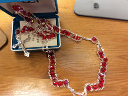 Boxed ladder rosary red glass beads
