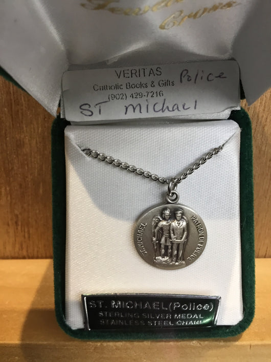 Jeweled Cross - Saint Michael Police Medal and Chain