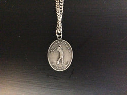 Ladies golf pewter medal with chain