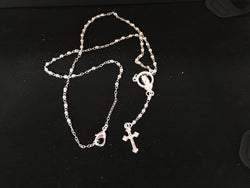 Rosary silver finish 4 mm beads with clasp