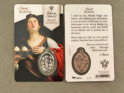 Saint Agatha Patron Saint of Breast Ailments Prayer Card with Medal